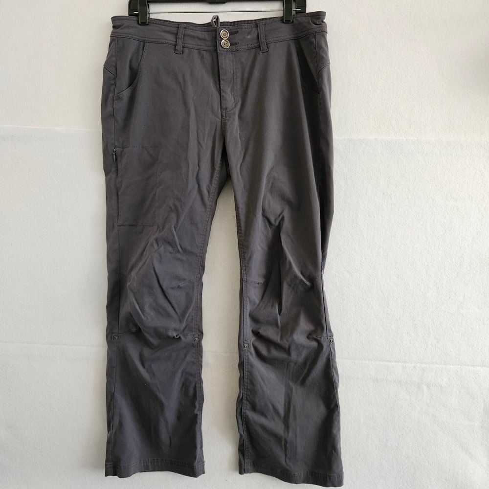 Prana Halle Hiking Pants Womens 14 Short Gray Roll Up Capri Zion Stretch Outdoor